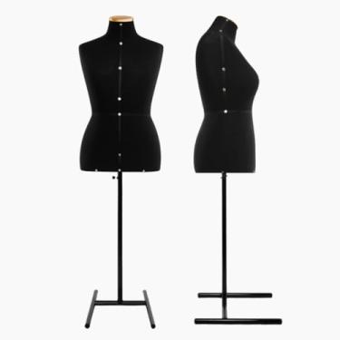 Imagem de Busto/Manequim Feminino + Base Pedestal H | Expositor para Lojas Ateliês, Corte Costura (Preto,44)