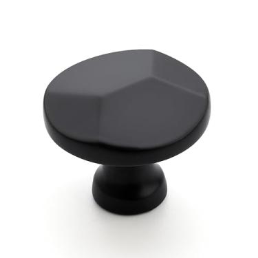 Imagem de Ravinte Pacote com 10 puxadores redondos pretos foscos, puxadores de gaveta de orifício único de liga de zinco sólido para cozinha, móveis de banheiro