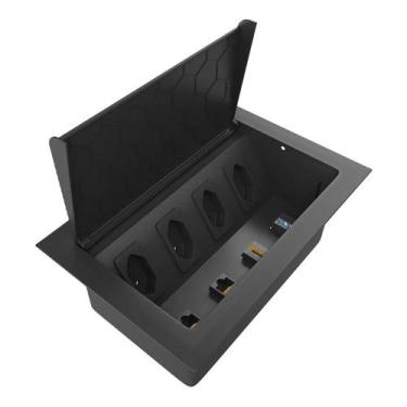 Imagem de Caixa Embutir Tomada Mesa Escritorio Coworking - QTMOV, Preto, 20A