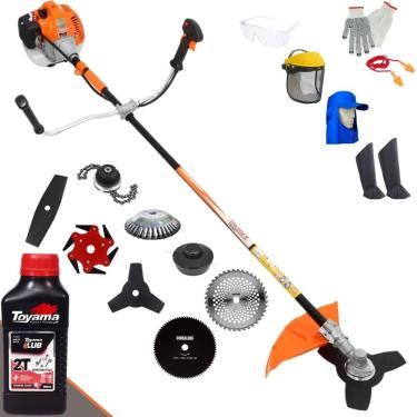 Imagem de Roçadeira Vulcan Vr520h 52cc + Faca 2 Pontas + Faca 40 Dentes + Faca 80 Dentes + Faca 6 Pontas + Trimmer + Escova Rotativa