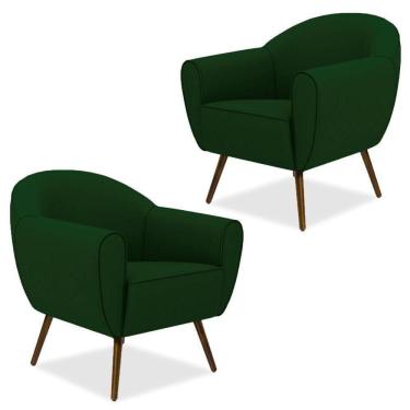 Imagem de Kit 02 Poltronas Com Nina D02 Veludo Verde Liso C-303
