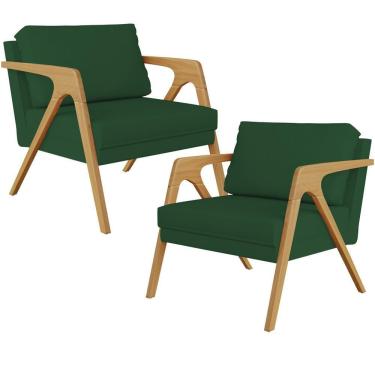 Imagem de Kit 02 Poltronas Pietra L02 Suede Verde Musgo