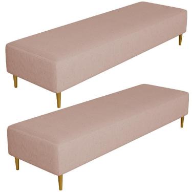 Imagem de Kit 02 Puffs Decorativo Bali W01 Pés Palito 170x60cm Linho Rosê - Lyam Decor