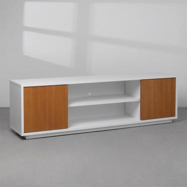 Imagem de Rack Casé 2 Portas com frisos Branco e Avelã - 2,00m