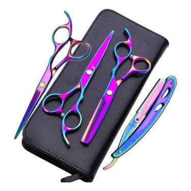 Imagem de 2X Kit Tesoura Fio Laser E Fio Navalha Desbaste