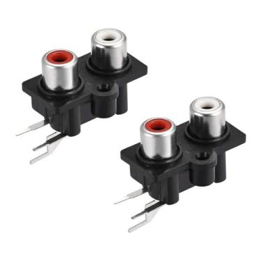 Imagem de 2 peças 30V 0,3A RCA fêmea, 3 pinos para montagem em painel de entrada de áudio esquerda e direita para alto-falantes, TVs DVDs