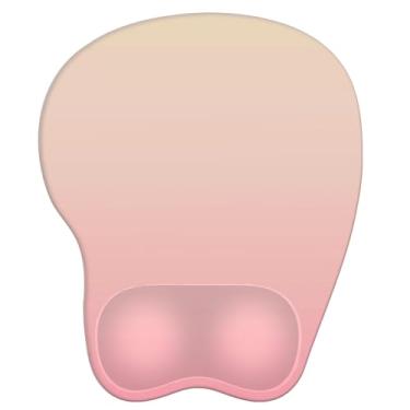 Imagem de Mouse pad com descanso de pulso mouse pad ergonômico com suporte de pulso confortável em forma de M para alívio da dor Base de PU antiderrapante para laptop, escritório e casa (rosa pêssego)