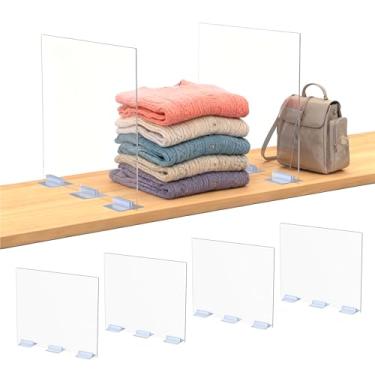 Imagem de Divisórias de prateleira de acrílico para organização de armário - separadores resistentes transparentes removíveis de 10/30 cm de altura x 11,8/25,4 cm de profundidade para armário de madeira