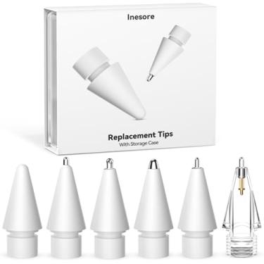 Imagem de Inesore 6 estilos de pontas de substituição para Apple Pencil Pro, várias opções de acessórios de pontas duráveis de metal para Apple Pencil Pro/2ª geração/1ª geração/USB-C (pacote com 6)