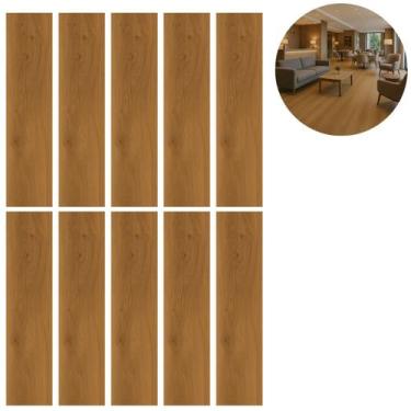 Imagem de 10 Pisos Adesivo Madeira Antiderrapante Lavável 91x15cm - Ami