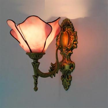 Imagem de Luminária de parede retrô americana em vidro colorido com LED, estilo europeu, luxuosa, para sala de estar, restaurante, quarto, escritório, casa de campo, hotel, café, bar e corredor (C 1 l