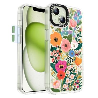 Imagem de GuardCrew Capa para iPhone 14, [proteção contra quedas de grau militar de 3,8 m à prova de colisão] [antiamarelamento e antidescasca] Capa de telefone transparente à prova de choque TPU fina floral