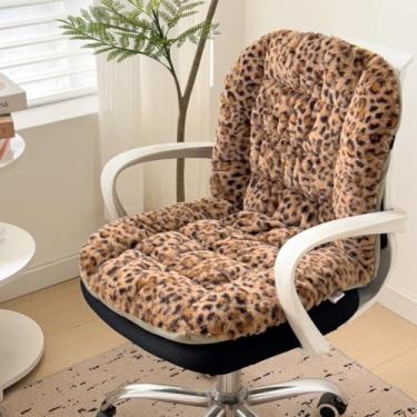 Imagem de Almofada de assento de escritório com suporte traseiro de pelúcia para cadeira de jogos almofada antiderrapante para cadeira de mesa 48 x 90 cm