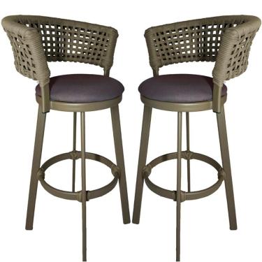 Imagem de 2 Banquetas Somália Em Alumínio E Corda Náutica Jardim Rami