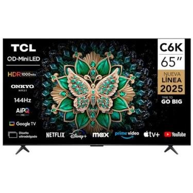 Imagem de TCL TV QLED-MiniLED de 65 polegadas Smart Google TV, resolução 4K, Dolby Vision Atmos, 144Hz, sistema Hi-Fi ONKYO 2.1, Dolby Vision HDR, design ultrafino – 65C6K (modelo 2025)