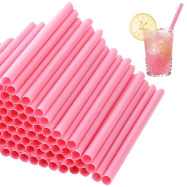Imagem de 600 Pçs Jumbo Smoothie Palha Rosa Descartável Bolha Plástico Embalado Individualmente Boca Larga, 23 cm Extra Longo, 1,1 cm de Largura, Ótimo para Festas, Leite e Smoothies