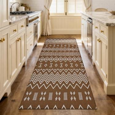 Imagem de winolive Tapete Boho Runner para cozinha Tapete trançado lavável de 6 x 1,8 m, antiderrapante, borracha traseira, tapete de juta sintética, tapete de entrada de algodão, tapete de chão para interior