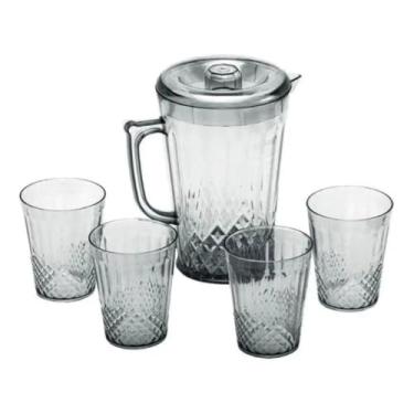 Imagem de Conjunto de Jarra com 4 Copos em Acrílico – Resistente, Prático e Perfeito para Todas as Ocasiões!