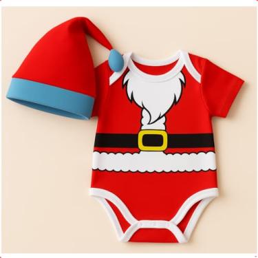Imagem de Body Bebê Natal Papai Noel + gorro fantasia Temática (M)
