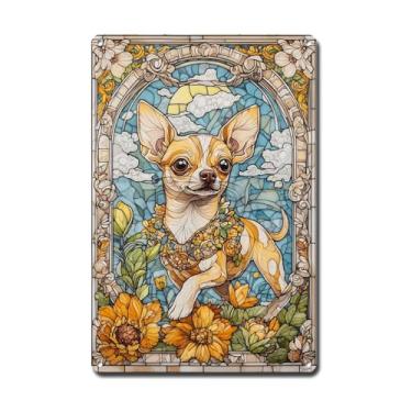 Imagem de Lygond Placa de estanho vintage arte de parede presente decorativo retrô cena de jardim chihuahua cachorro correndo arte de parede de metal vintage animal decoração de animais de estimação café placa