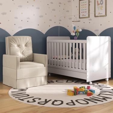 Imagem de Berço Americano 3X1 Com Poltrona De Amamentação Pimpolho Mp4065 Branco/Bege Branco/Bege