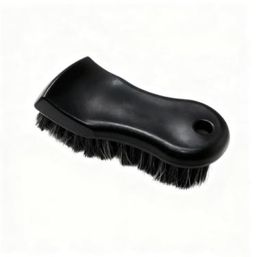 Imagem de Sandfren Escova de limpeza de couro para interior de carro, escova de limpeza de couro de veículo de cerdas longas, limpador de assento interno automotivo sem arranhões, universal para veículos (preto