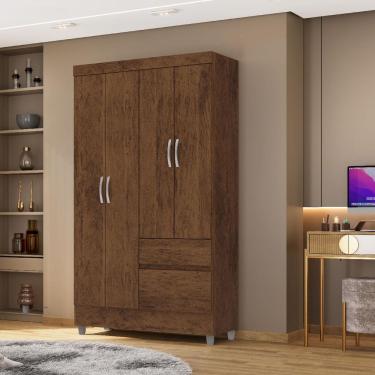 Imagem de Guarda-roupa Ideal Plus 4 Portas 2 Gavetas Imbuia Rústico - Vila Rica