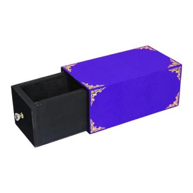 Imagem de menolana Caixa de madeira com gaveta para truques de mágica, ferramenta para ilusões de palco, estojo vazio para mágicas de close-up, apresentações de rua, Azul 28x15x12.5cm