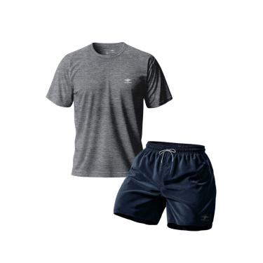 Imagem de Conjunto Camiseta Dry Masculina Raglan E Short Mauricinho Academia Verão Praia Básico-Masculino