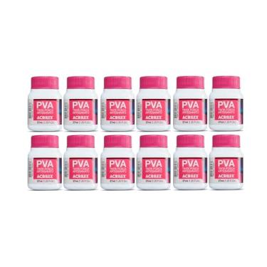 Imagem de Tinta PVA Fosca para Artesanato Acrilex Branco 519 37ml Kit 12 Unidades Para Madeira MDF Gesso Papel Cerâmica Secagem Rápida Acabamento Fosco Profissional