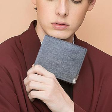 Imagem de Carteiras masculinas, carteira fina de tecido jeans porta-cartões de crédito com duas dobras para homens, porta-cartões portátil para trabalho, compras, Cinza, Simples