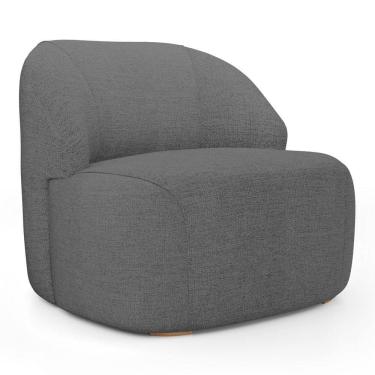 Imagem de Poltrona Decorativa Living Kaya Orgânica Linho Cinza Escuro - Abmaza