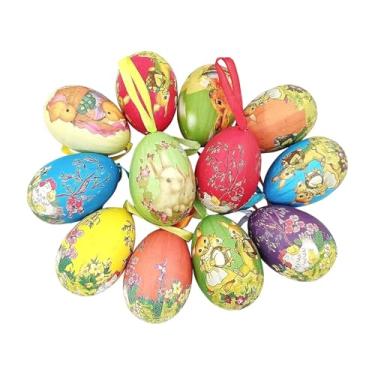 Imagem de oshhni 12 Enfeites de Páscoa em Formato de Ovo para Pendurar - Decoração de Páscoa - Pingentes Decorativos de Espuma para Festas no Jardim, Árvores e