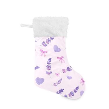 Imagem de GakkiGii Pacote com 2 meias de Natal com laço e lavanda, decoração grande para pendurar na parede da árvore da lareira, 45 x 31 cm