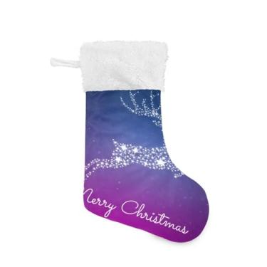 Imagem de GakkiGii Meia grande de Natal de veado de Natal, decoração de Natal suspensa para parede de árvore de lareira, 45 x 31 cm