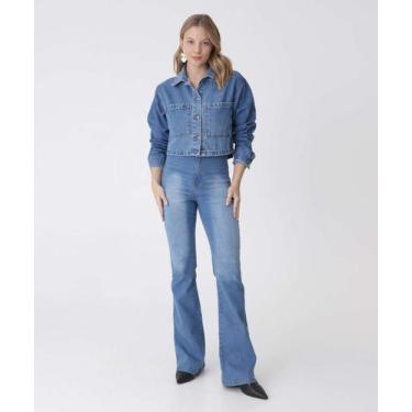 Imagem de Calça Jeans Flare Feminina Cintura Alta-16323 - Vizzy Jeans, 38, Jeans