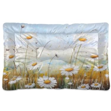 Imagem de SEHANY Cama para cães e gatos com flores silvestres coloridas com fundo antiderrapante, cama de canil, colchão macio para animais de estimação, lavável para cães pequenos, médios e grandes, gatos, 91