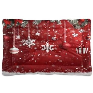 Imagem de SEHANY Cama de Natal com flocos de neve para cães e gatos com fundo antiderrapante, cama de canil, colchão macio para animais de estimação, lavável para cães pequenos, médios e grandes, gatos, 61 x 45