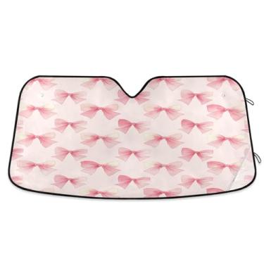 Imagem de ATTX Para-brisa de carro com arco rosa 139.7 cm x 70.1 cm escudo solar universal com proteção UV, persiana de janela frontal automática dobrável para caminhões Sedans SUVs #267