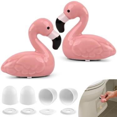 Imagem de Tampas decorativas de parafuso de vaso sanitário de cerâmica – Conjunto de decoração de banheiro rosa, tampas de rosca de vaso sanitário, fácil instalação