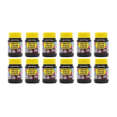 Imagem de Kit 12 Verniz Vitral Acrilex Púrpura 550 37ml – Acabamento Transparente e Brilhante para Vidro, Copos, Garrafas, Vasos, Cerâmica e Porcelana com Efeito de Vitrais