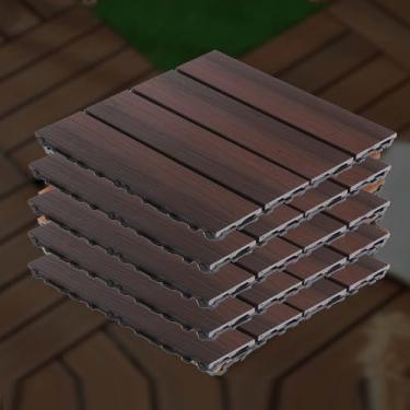 Imagem de Azulejos de convés interligados de plástico, 30,5 cm x 30,5 cm à prova d'água para piso composto externo para varanda piscina varanda quintal B 20 peças