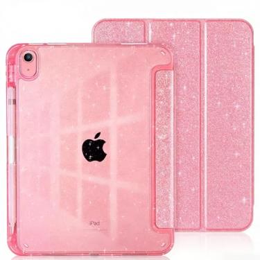 Imagem de Ouinice Capa rosa para iPad Air 11 polegadas M3/M2 7ª/6ª geração 2025/2024, iPad Air 5ª/4ª geração 10.9 2022/2020 capa com suporte para lápis, suporte multiângulo de três dobras, capa traseira fina