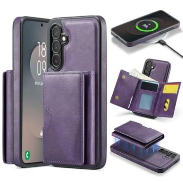 Imagem de Asuwish Capa de celular para Samsung Galaxy S25 FE 5G carteira magnética destacável com carregamento sem fio e bloqueio de RFID, suporte flip robusto S 25 EF S25FE 25S feminino masculino roxo