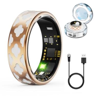 Imagem de Yoidesu Anéis de saúde elegantes 2025 para mulheres, rastreador de atividades com frequência cardíaca calorias, rastreador de passos de sono, anel inteligente vestível IP68 à prova d'água e estojo de