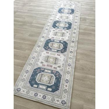 Imagem de Tapete persa moderno envelhecido, terracota vintage inspirado medalhão geométrico, tapetes de área grande para sala de estar, quarto, banheiro, cozinha, casa (848CN, 2'12.7 cm x 6'15.2 cm)