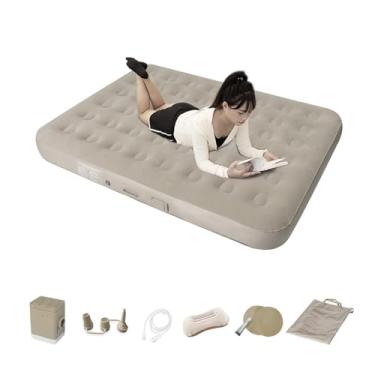 Imagem de Snsowed Colchão Inflável Automático, Colchão de Ar Confortável e Respirável Com Tecido Flocado de Alta Densidade, Resistente à água, Cama de Ar Portátil para Camping e Caminhadas (Padrão Duplo)