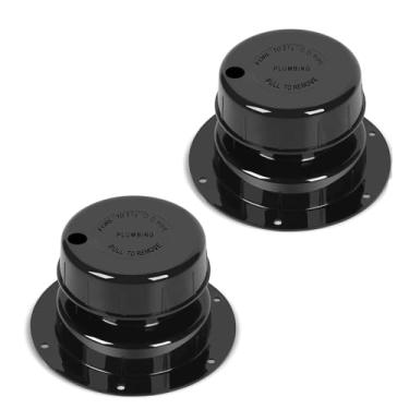 Imagem de Tampas de ventilação de encanamento RV (2 peças) - Serve para tubos OD de 2,5 cm a 2-3/20.3 cm, substituição de tampa de ventilação de esgoto preta com parafusos para teto de trailer/trailer/motorhome