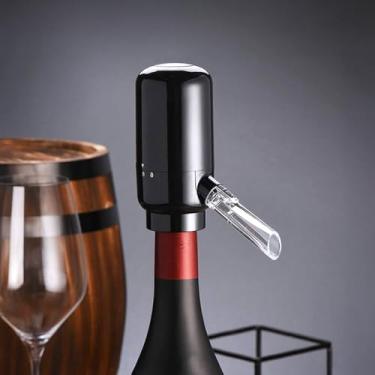 Imagem de Aerador Elétrico Automático para Vinho, Dispensador com Bateria AAA, Design Elegante em Plástico e Silicone, 12x10.5x5.2cm, Preto e Vermelho, para Casa e Restaurantes