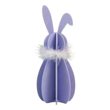 Imagem de Vaveren Enfeite de mesa com coelhinho da Páscoa, decoração original de primavera, placa de madeira com coelhinho da Páscoa, centro de mesa para prateleira, Roxo